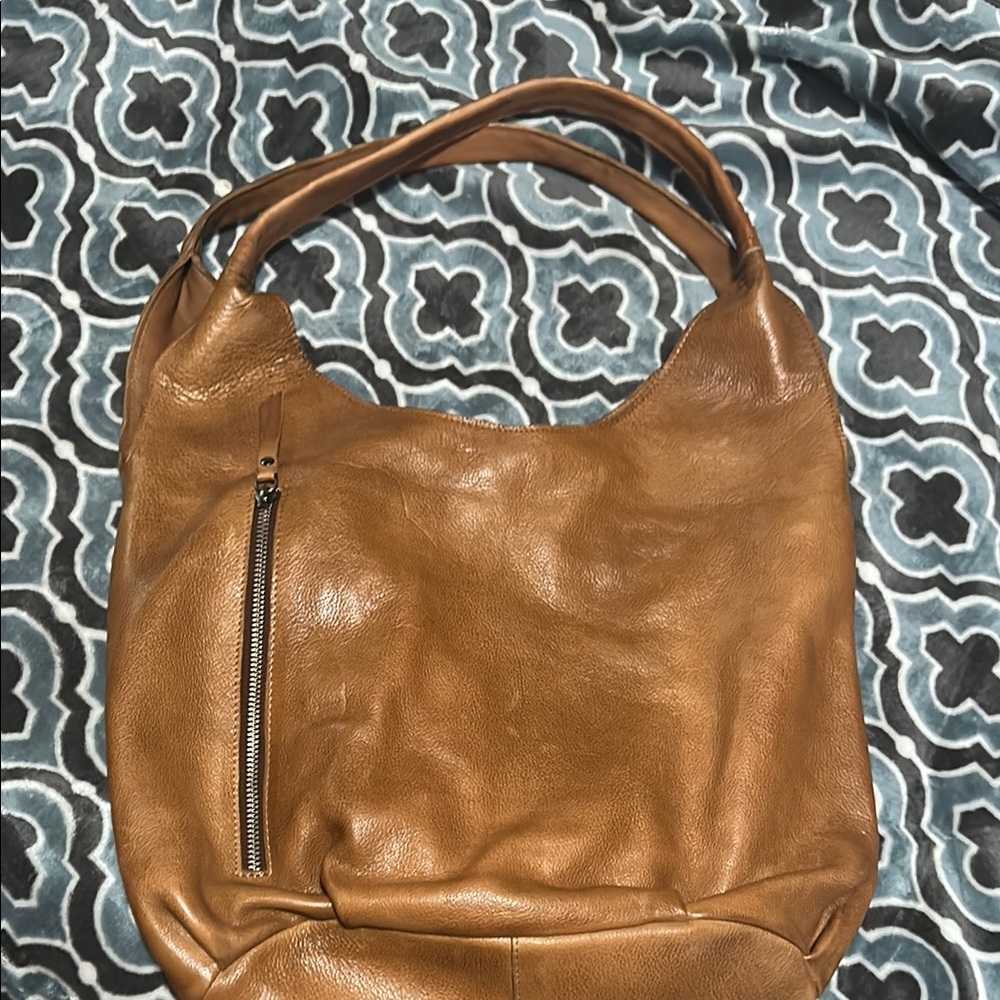 Luxurious Brown Leather Hobo Bag
